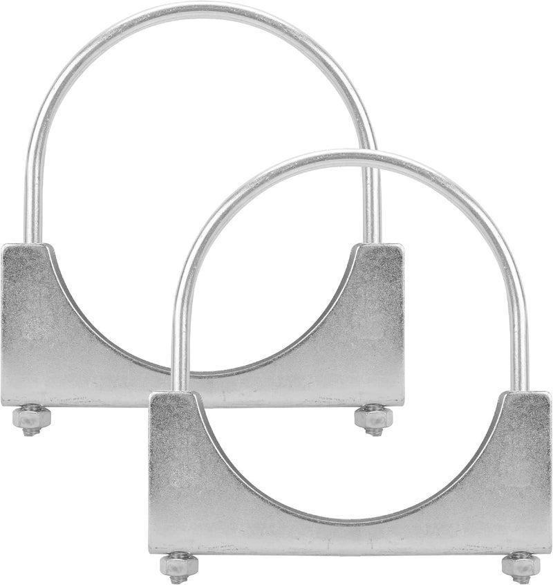 GESEXI 5" U-shaped Exhaust Pipe Clamp Mild Steel Muffler Exhaust Clamps with Anti-Rust Coat Pack of 2 - Image 1